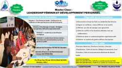 MASTER CLASS : DEVELOPPEMENT PERSONNEL ET LEADERSHIP FEMININ, du 29 avril au 3 mai 2019, au Mali